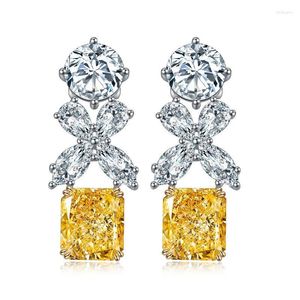 Dangle Lustre Zhanhao Bijoux 9K Or 6.0ct / 2p Boucles D'oreilles Simulé Diamant Radiant Forme Fine Gros PriceDangle Farl22