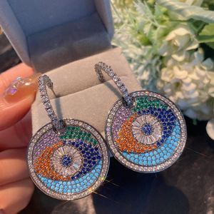 Dangle Earrings 2023 Luxury Full Zircon Eyes Round Pendant Women's Ladies Trend Modern Partydress Dailry Turkish India Jewelry Gift