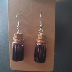 Pendientes colgantes 2023 con forma de diente de vampiro, poción de cristal, colgante de botella de sangre, joyería gótica falsa para Halloween