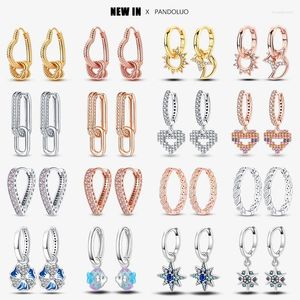 Boucles d'oreilles pendantes en argent 2024 pour femmes, couleur or et cœur Rose, bijoux d'anniversaire, cadeau de luxe, en forme d'animal, 925