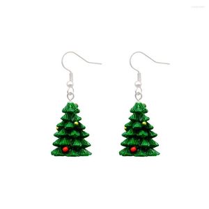 Boucles d'oreilles pendantes 3D Simulation arbre de noël résine Vintage Unique en acier inoxydable boucle d'oreille pour enfants accessoires de fête créatifs