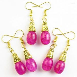 Boucles d'oreilles pendantes 3 paires de veines de Dragon Peachblow Agate Dum pendentif perle SG5311