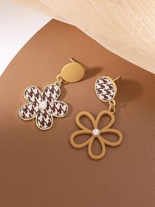 Boucles d'oreilles pendantes 925 argent aiguille mode coréenne café fleur cuir glands pour femmes exquis élégant bijoux en gros