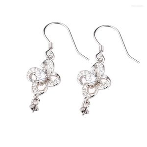 Boucles d'oreilles pendantes en argent Sterling 925 goutte pour les femmes fleur 6-12mm perle ronde ou perle semi-monture crochet cristal en gros
