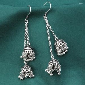 Pendientes colgantes de Plata de Ley 925 con borla larga para mujer, joyería colgante con forma de cuerno tailandés étnico Vintage, venta al por mayor