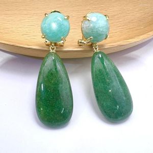 Pendientes colgantes de Plata de Ley 925 con piedra Natural, amuleto de cuarzo de fresa verde, joyería Vintage en forma de gota para mujer