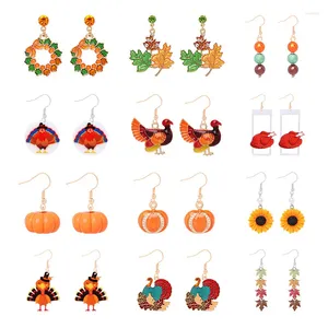 Boucles d'oreilles pendantes en bois pour Thanksgiving, automne, citrouille, turquie, voiture, goutte d'eau, bijoux pour femmes, vente en gros, fête d'halloween