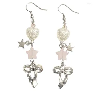 Boucles d'oreilles en pente Bowknot Heart Star Volyme Ribbons d'arc à arche