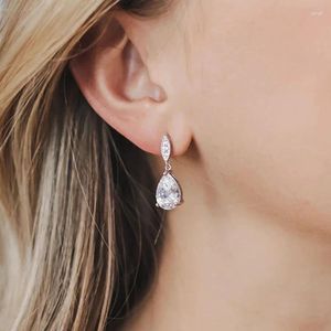 Boucles d'oreilles pendantes CAOSHI Chic en forme de goutte d'eau en cristal, accessoires de mariage, bijoux au design délicat, à la mode, pour la cérémonie de fiançailles