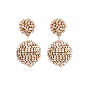 Boucles d'oreilles enveloppe Charme Baule perlée en cristal en alliage pour femmes 2023 Verre scintillant rond suspendu boucle oreille en gros bijoux cadeaux