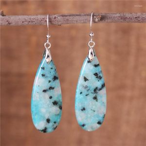 Boucles d'oreilles pendantes Chic bohème bleu pierre naturelle larme jaspe goutte boucle d'oreille pour les femmes Boho élégant bijoux en gros livraison directe