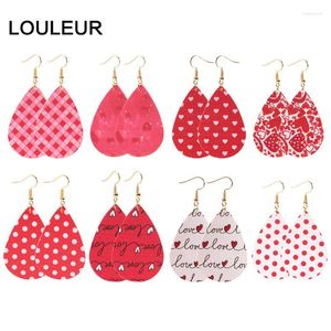 Boucles d'oreilles pendantes en cuir PU, motif à pois, imprimé cœur, goutte, cadeau de saint-valentin, amour, bijoux à la mode, vente en gros