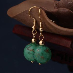 Boucles d'oreilles pendantes ethniques vert blanc bleu, glaçure colorée manuelle, Vintage, goutte délicate, vent chinois, bijoux pour femmes