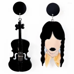 Boucles d'oreilles pendantes mode européenne, guitare créative pour filles, breloques en acrylique, Instrument de musique Unique pour femmes, bijoux