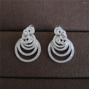 Boucles d'oreilles pendantes mode zircone cubique Composite anneau Type téréoscopique gras pavé réglage femmes accessoires E9784