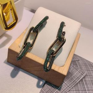 Boucles d'oreilles pendantes en forme de chaîne à maillons CZ pour femmes, bijoux de mariée de dubaï, cadeau de mariée, E-134