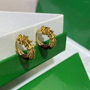 Boucles d'oreilles en peluche de mode Europe marque de créatrice rouge brun en laiton 24k boucles d'oreille en or