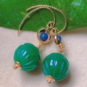 Pendientes colgantes moda verde redondo ronda jade lapis lapis beads oro diamantes mujeres de la oficina de niños unisex adolescentes gemstone plateado