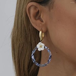 Boucles d'oreilles en pendaison de fleur de plaque de mode pendentif pour femmes cadeaux de fête d'anniversaire personnalisés bijoux en gros