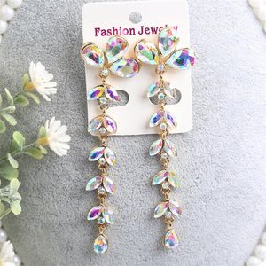 Boucles d'oreilles pendantes mode Super longues femmes cristal en alliage de Zinc bijoux de Style européen et américain