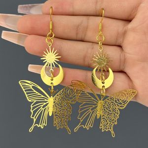 Pendientes colgantes productos de moda Color dorado estrella y luna mariposa gancho para la oreja para Mujeres Hombres joyería de diseño hueco