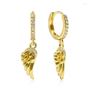Boucles d'oreilles pendantes en forme d'aile de plume pour femmes, bijoux en laiton simples, accessoires de personnalité, 2024