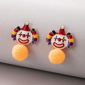 Boucles d'oreilles pendantes en forme de Clown drôle pour femmes et filles, jolie boule de cheveux en alliage coloré en métal, accessoires de bijoux de fête de noël 20727