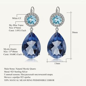 Boucles d'oreilles pendantes GEM'S BALLET Naturel Bleu Mystique Quartz Topaze Poire 925 Argent Sterling Classique Goutte Pour Les Femmes Bijoux De Mariage