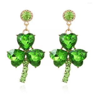 Boucles d'oreilles pendantes vert celtique irlandais bijoux pendants oreille accessoires pour femmes St. Patricks Day avec cristal S1G8