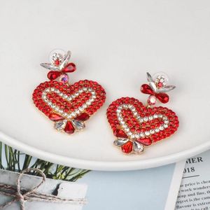 Boucles d'oreilles pendantes en forme de cœur infini pour femme, strass et Zircon, grand anneau d'oreille d'amour éternel, vente en gros, 2023