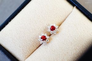Boucles d'oreilles en peluche jhy solide 18k or 0,4 cmt nature rouge spinelle joyaux diamants pour femmes beaux bijoux anniversaire cadeaux