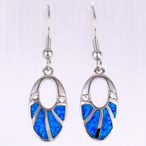 Boucles d'oreilles pendantes KONGMOON forme ovale océan bleu opale de feu CZ bijoux plaqués argent pour femmes goutte