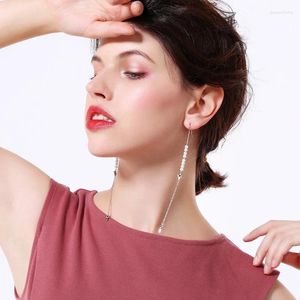 Boucles d'oreilles pendantes mode coréenne longue perle acrylique suspendue pour femmes romantique étoile de cristal goutte gland crochet boucle d'oreille bijoux en gros