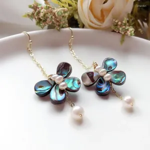 Boucles d'oreilles pendantes coréennes vintage papillon boucle d'oreille naturelle perle d'eau douce goutte mode géométrique ligne d'oreille réel 18 carats plaqué or bijoux