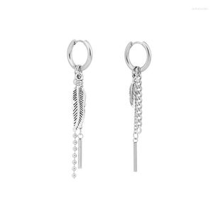 Boucles d'oreilles pendantes KPOP Men Threader Boucles d'oreilles - Chaîne en acier inoxydable Drop Pendan-boucle d'oreille minimaliste-Circle Stud Earring-Bar Earring