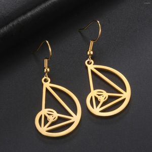 Boucles d'oreilles pendantes LIKGREAT acier inoxydable vis Triangle Fibonacci Golden Ratio goutte pour les femmes géométrie sacrée cadeau mathématique