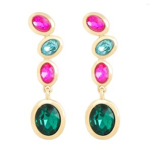 Boucles d'oreilles pendantes LUBOV mode couleur raisin forme Multi ovale cristal Ins bohème cadeau de mariage goutte en gros