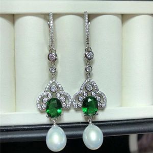 Boucles d'oreilles pendantes en perles d'eau douce blanches naturelles, Micro incrustation de Zircon, accessoires d'ambiance haut de gamme, Options bicolores