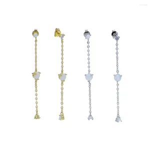 Boucles d'oreilles pendantes Promotion prix de liquidation mode femmes bijoux étincelles clair CZ blanc opale de feu longue chaîne gland boucle d'oreille pendante