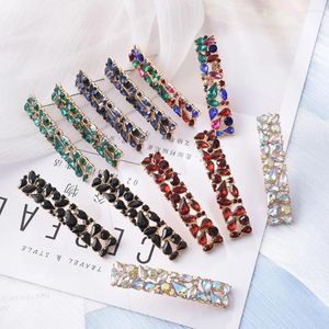 Boucles d'oreilles pendantes rectangulaires en métal, strass colorés, longues gouttes, Vintage, cristaux complets, bijoux fins, accessoires pour femmes, vente en gros