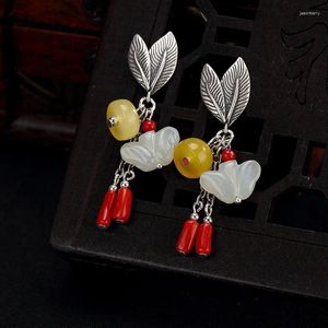 Boucles d'oreilles en peluche S925 Incru de pure incrustation HETIAN JADE BAI YUNA RESTANTS ANCIENS WAY