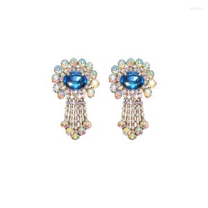Boucles d'oreilles pendantes vente déclaration colorée pour les femmes de luxe grand cristal strass gland boucle d'oreille bijoux cadeau accessoires en gros