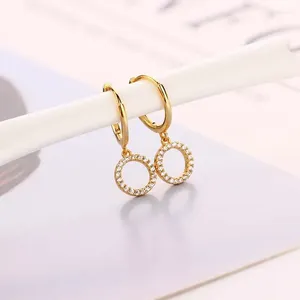 Dangle Oorbellen Zilver Goud Kleur Kristal CZ O Cirkel Ronde Drop Earring Voor Vrouwen Luxe Klassieke Rock Punk Sieraden Pendiente Accessoires