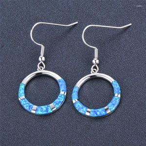 Boucles d'oreilles pendantes simples, tendance, cercle rond, blanc, bleu, opale, goutte, Punk, couleur argent, crochet pour femmes, mariage