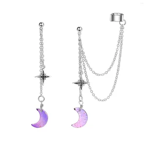 Boucles d'oreilles enveloppées de la Corée du Sud Long Flow Sue Moon Star Purple Series 2024 Femmes