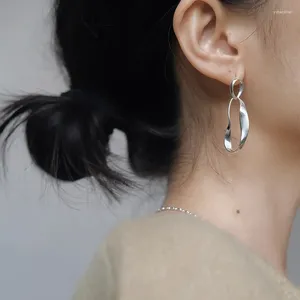 Pendientes colgantes de plata 925 para mujer y niña, anillos geométricos con tira de Mobius, regalo, joyería de moda, venta al por mayor