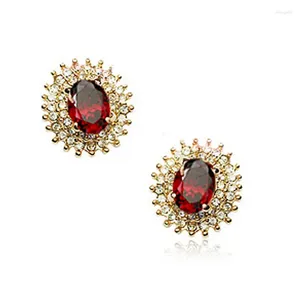 Boucles d'oreilles tendance couleur or Rose cristal rouge Rigant CZ boucle d'oreille de mariage pour les femmes cadeau bijoux en gros goutte