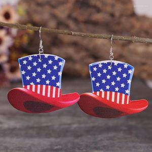 Boucles d'oreilles pendantes pour femmes, chapeau oncle Sams, drapeau américain et américain, haut du 4ème jour commémoratif, accès aux bijoux patriotiques