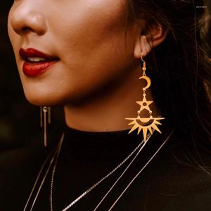 Boucles d'oreilles pendantes Unift bohème arc-en-ciel soleil étoile lune pour femmes accessoires en acier inoxydable boucles d'oreilles longues Boho mode bijoux tribaux