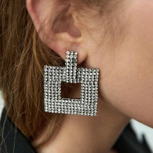 Boucles d'oreilles pendantes Vedawas brillant strass carré pour les femmes à la mode Bling géométrique goutte accessoires bijoux fête spectacle en gros